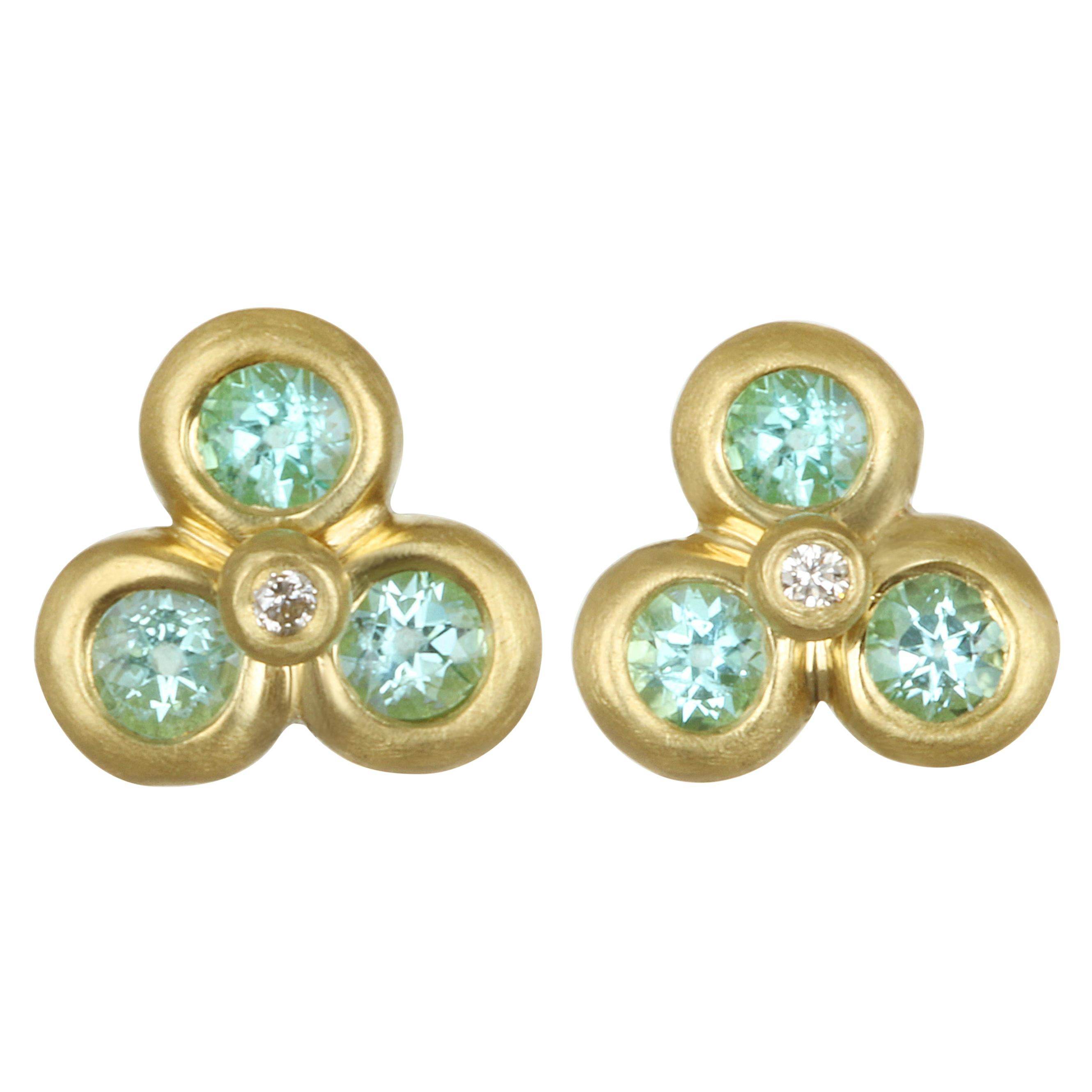 Faye Kim 18 Karat Gold Paraiba Tourmaline Studs