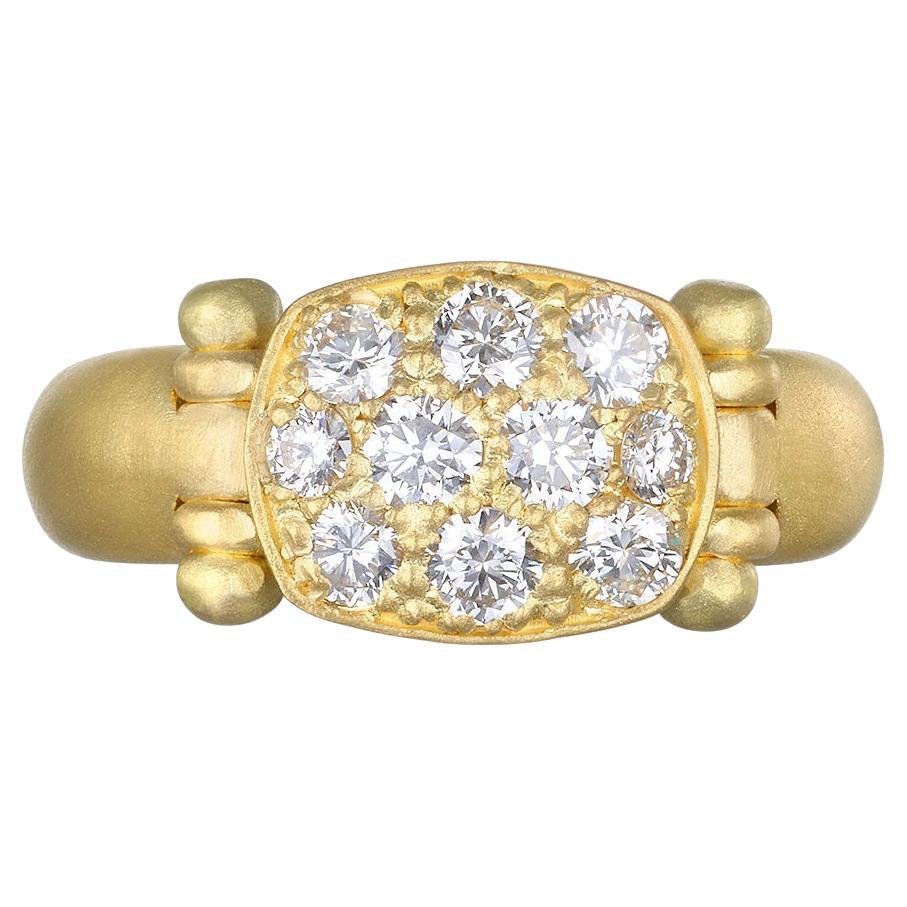 Faye Kim 18 Karat Gold Pave Diamond Hinged Chiclet Ring For Sale