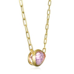 Faye Kim 18 Karat Gold Pear Shape Morganite Pendant Necklace