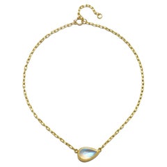 Faye Kim 18 Karat Gold Pear Shaped Moonstone Necklace