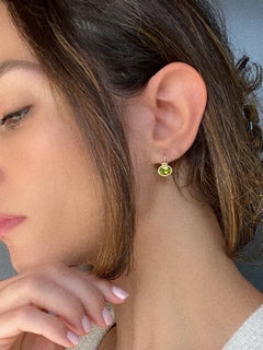 Faye Kim 18K Gold Peridot Hinge Drop Earrings, 2.50ctw, USA Made