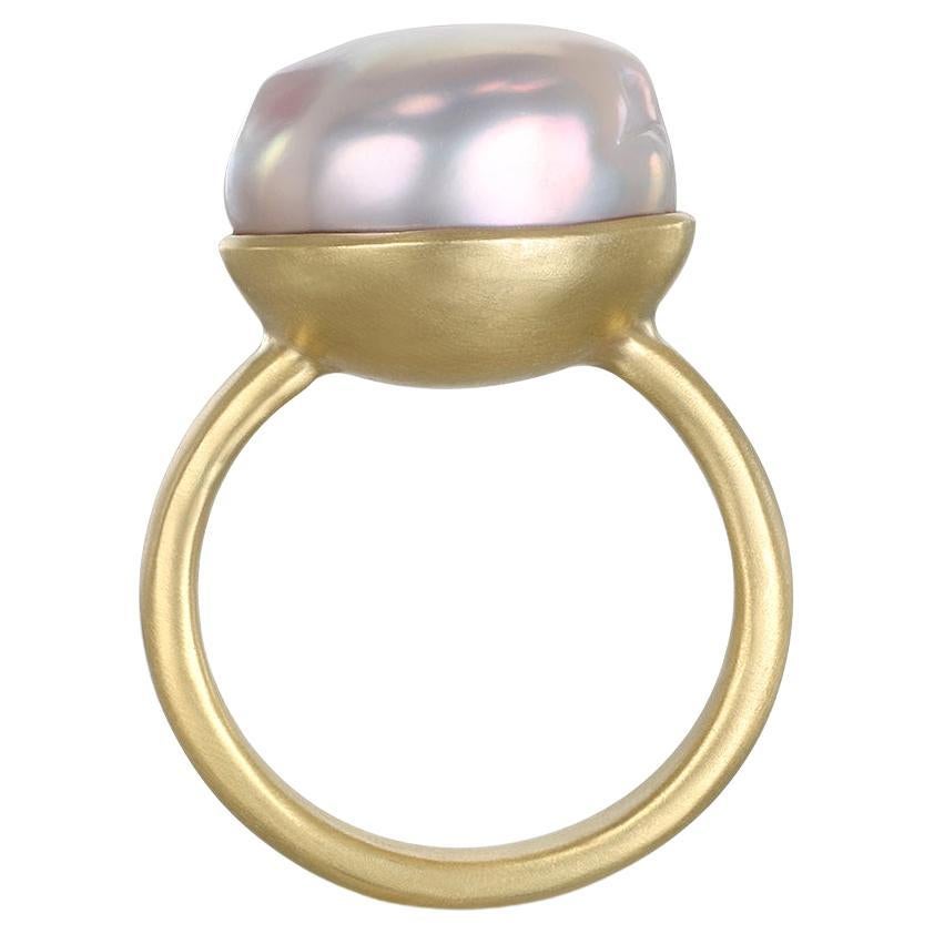 Faye Kim 18 Karat Gold Pink Baroque Freshwater Pearl Ring For Sale