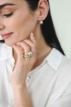 Faye Kim 18 Karat Gold Pink Coin Pearl Earrings