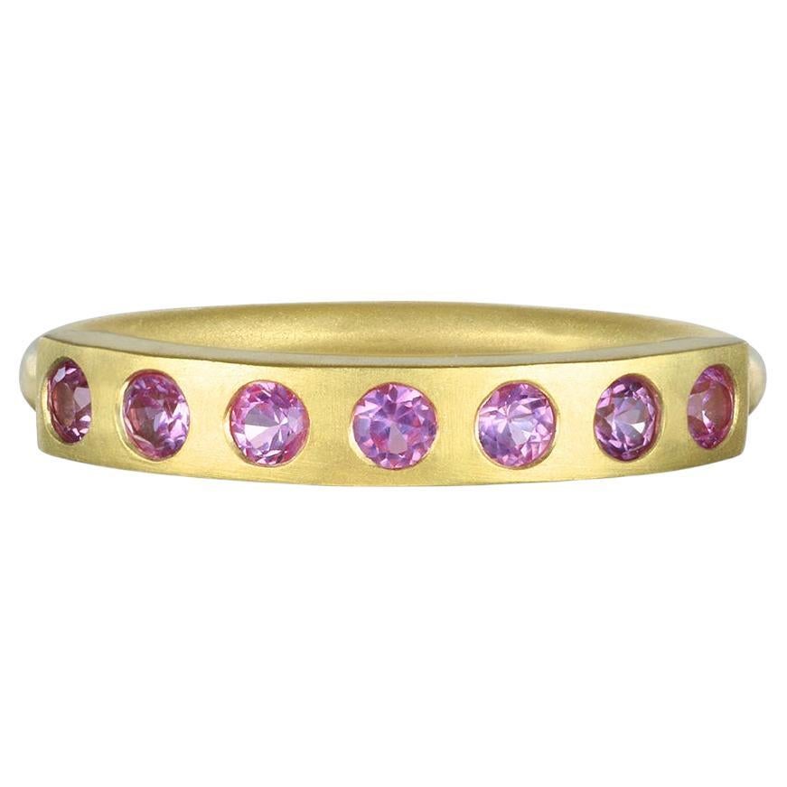 Faye Kim 18 Karat Gold Pink Sapphire Burnished Bar Ring