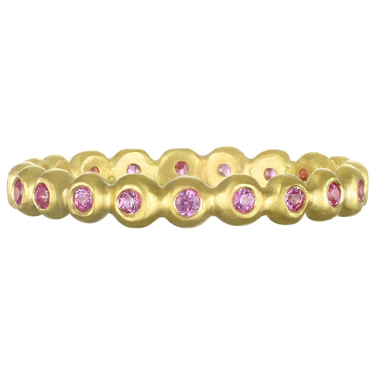 Faye Kim 18 Karat Gold Pink Sapphire Eternity Band Ring