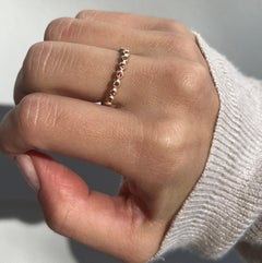 Faye Kim 18 Karat Gold Pink Sapphire Granulation Bead Ring