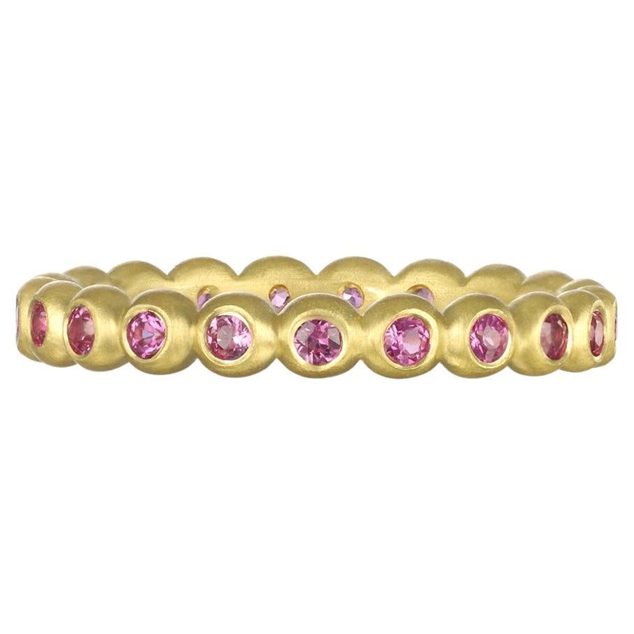 Faye Kim 18 Karat Gold Pink Sapphire Granulation Bead Ring