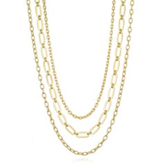 Faye Kim 18 Karat Gold Planished Double Round Paperclip Chain - 18"
