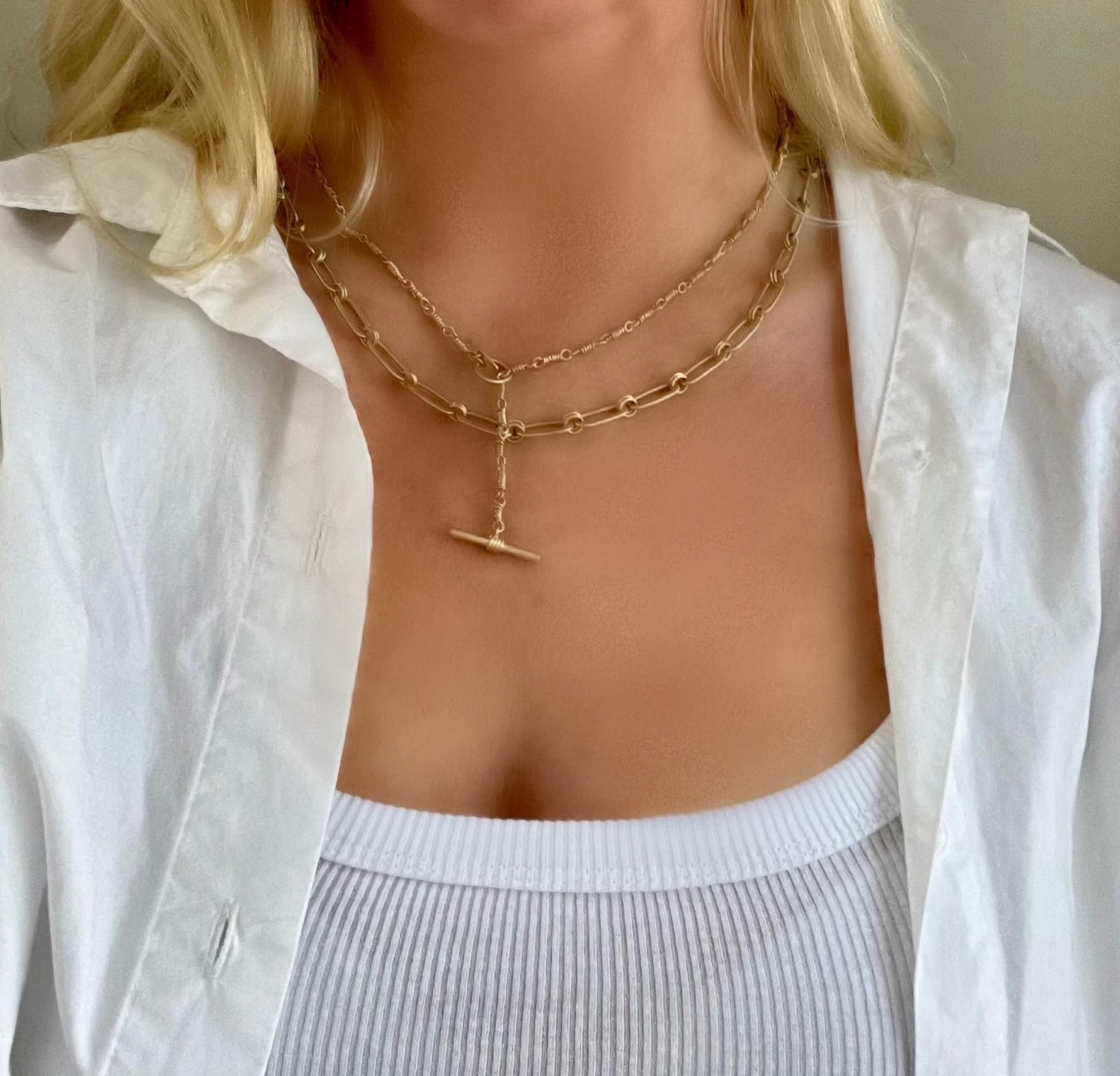 A Kim Chaîne en or 18 carats, planifiée, à double trombones ronds - 18