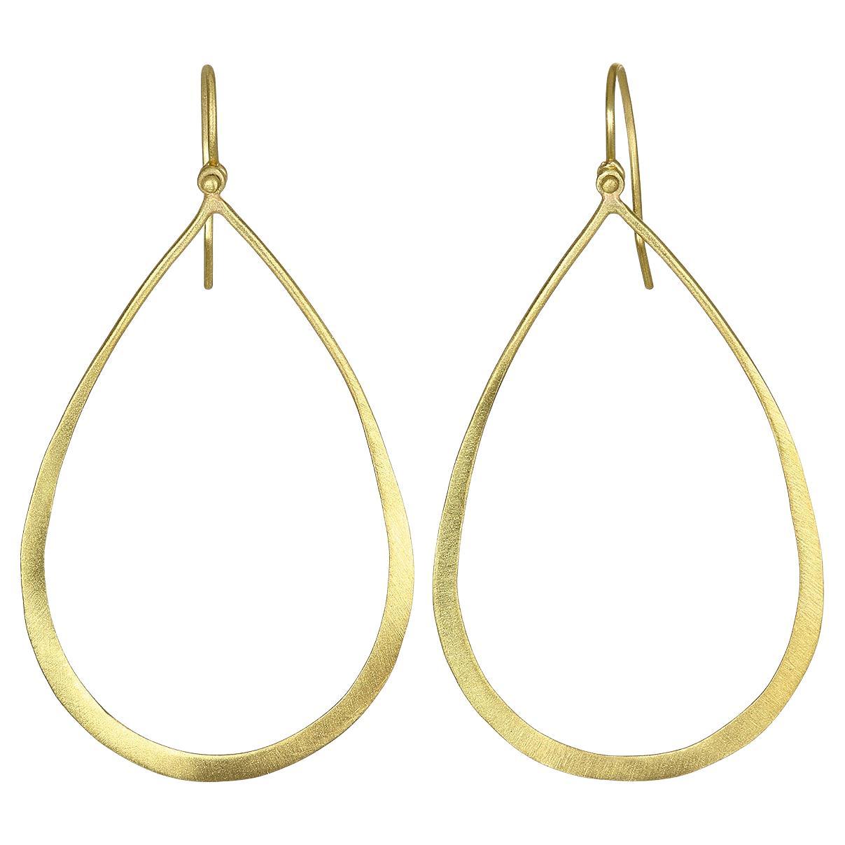 Faye Kim 18 Karat Gold Planished Teardrop Earrings