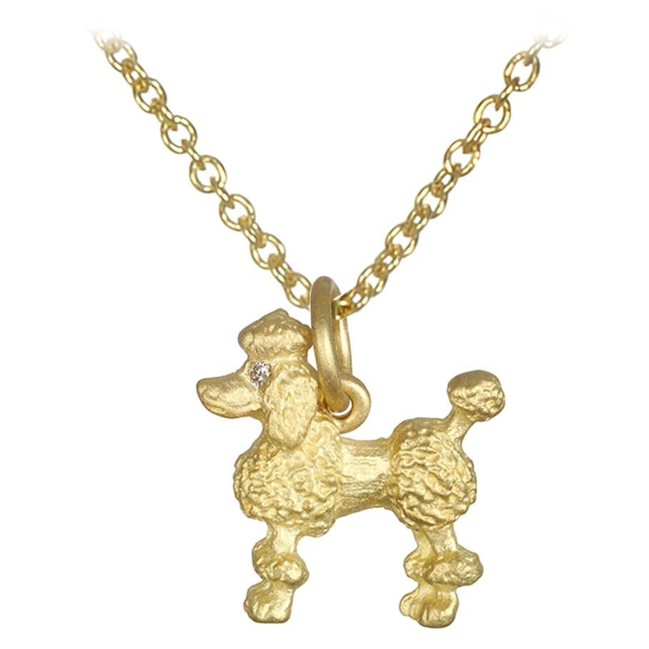 Faye Kim 18 Karat Gold Poodle Charm Necklace with Diamond Eyes