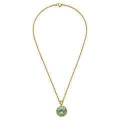 Faye Kim 18 Karat Gold Portuguese Cut Green Beryl Pendant, 44cts