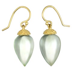 Faye Kim 18 Karat Gold Prasiolith Eichel Ohrringe