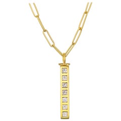 Faye Kim 18 Karat Gold Radiant Cut Diamond Pendant Necklace