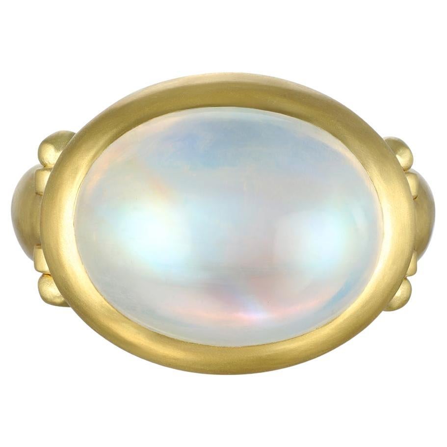 Faye Kim 18 Karat Gold Rainbow Moonstone Ring For Sale