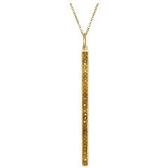 Faye Kim 18 Karat Gold Raw Diamond Bar Pendant Necklace