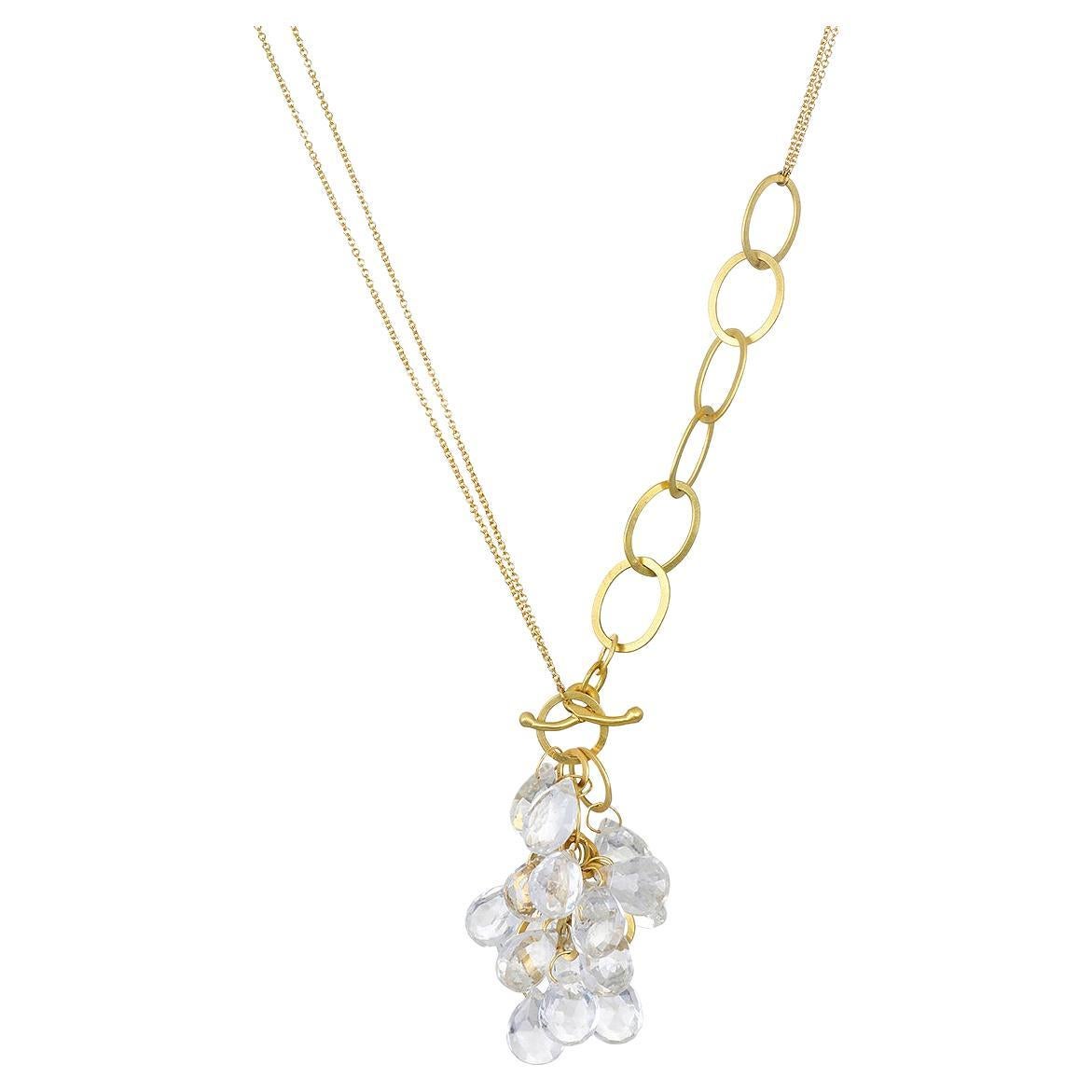 Faye Kim 18 Karat Gold Rock Crystal Quartz Link Necklace For Sale