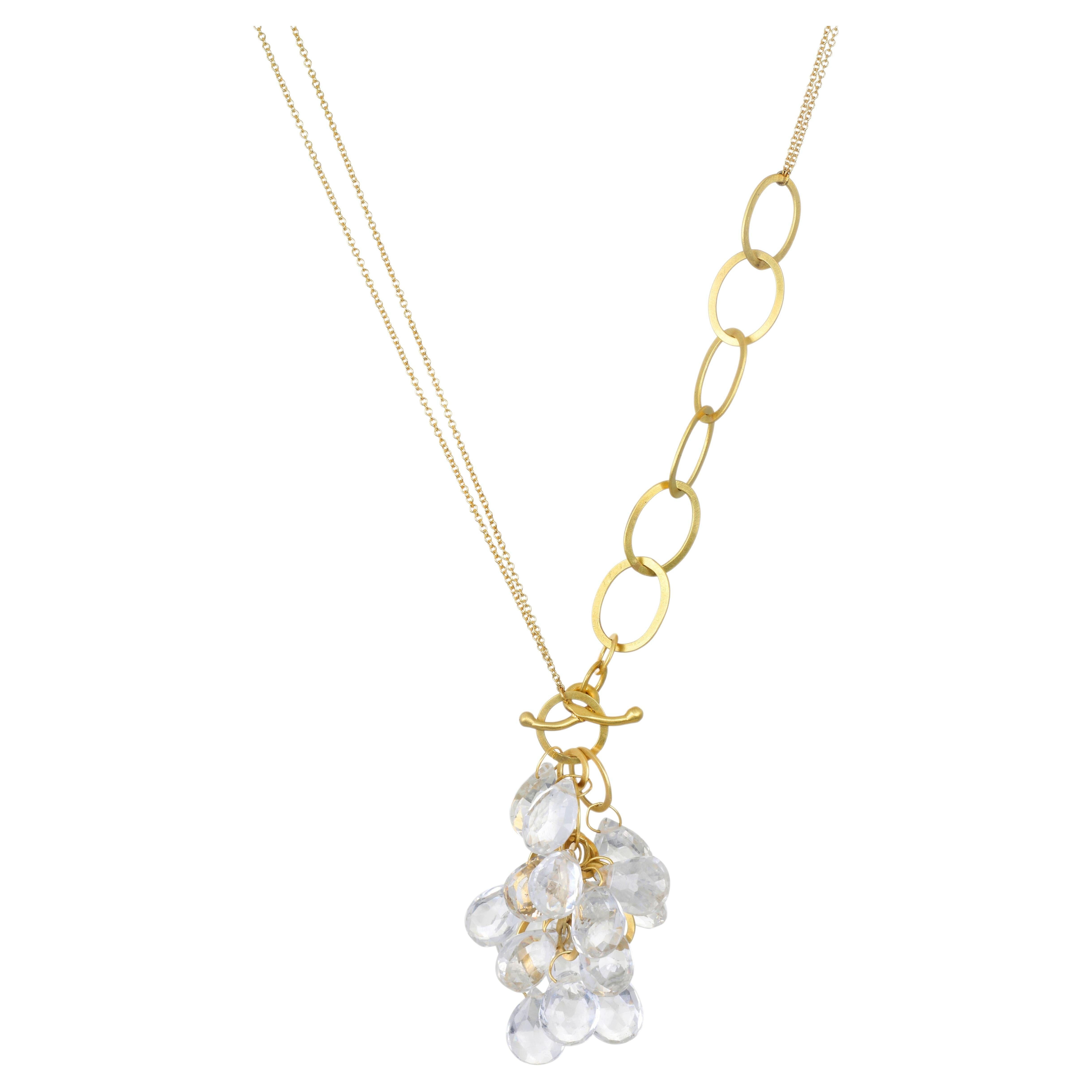 Faye Kim 18 Karat Gold Bergkristall Quarz Link Halskette im Angebot