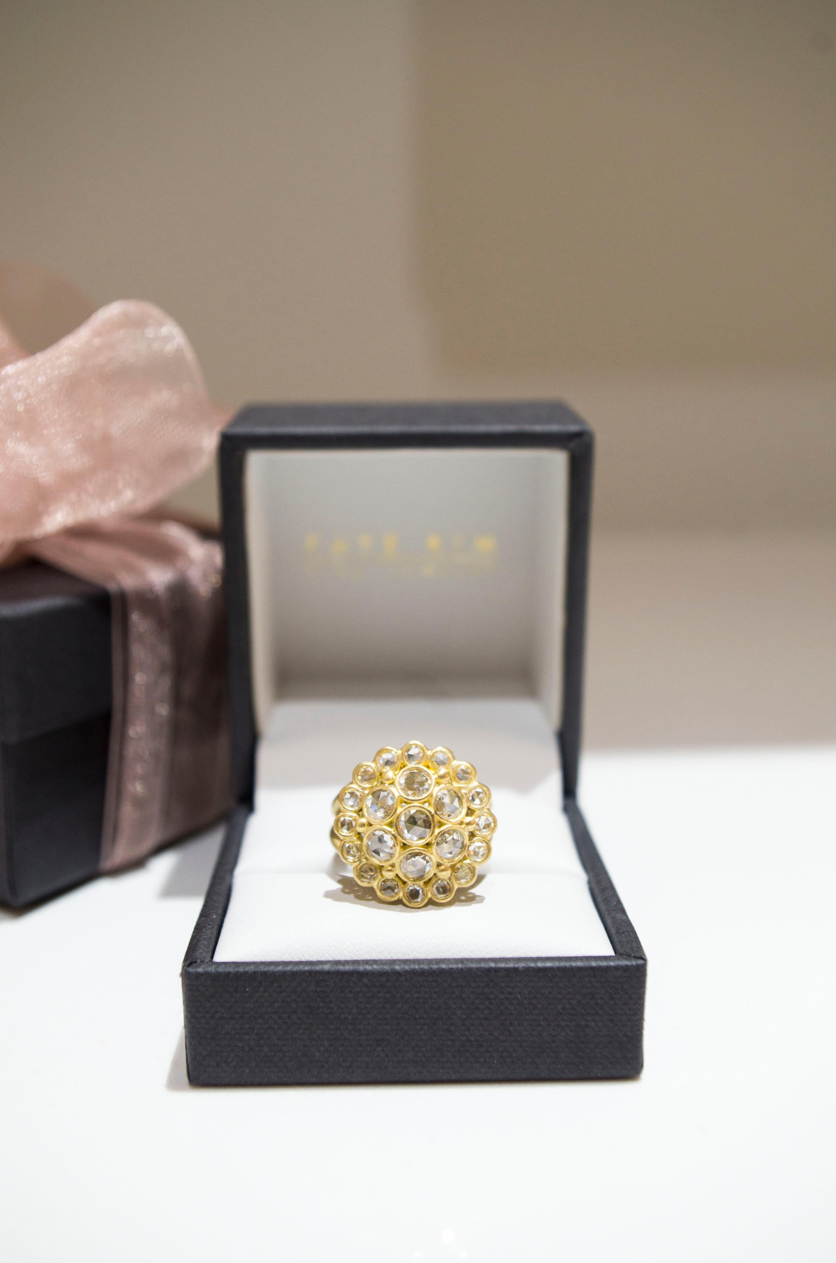 Modern Faye Kim 18 Karat Gold Rose Cut Diamond Dome Ring For Sale