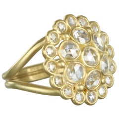 Faye Kim 18 Karat Gold Rose Cut Diamond Dome Ring