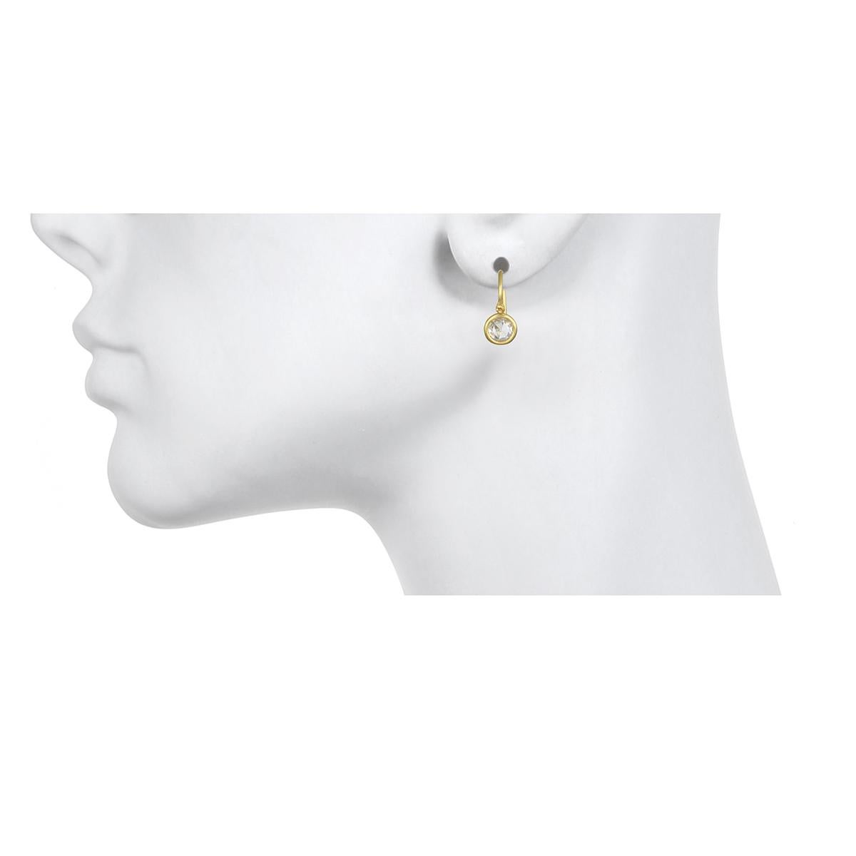 Contemporary Faye Kim 18 Karat Gold Rose Cut Diamond Drop Earrings For Sale