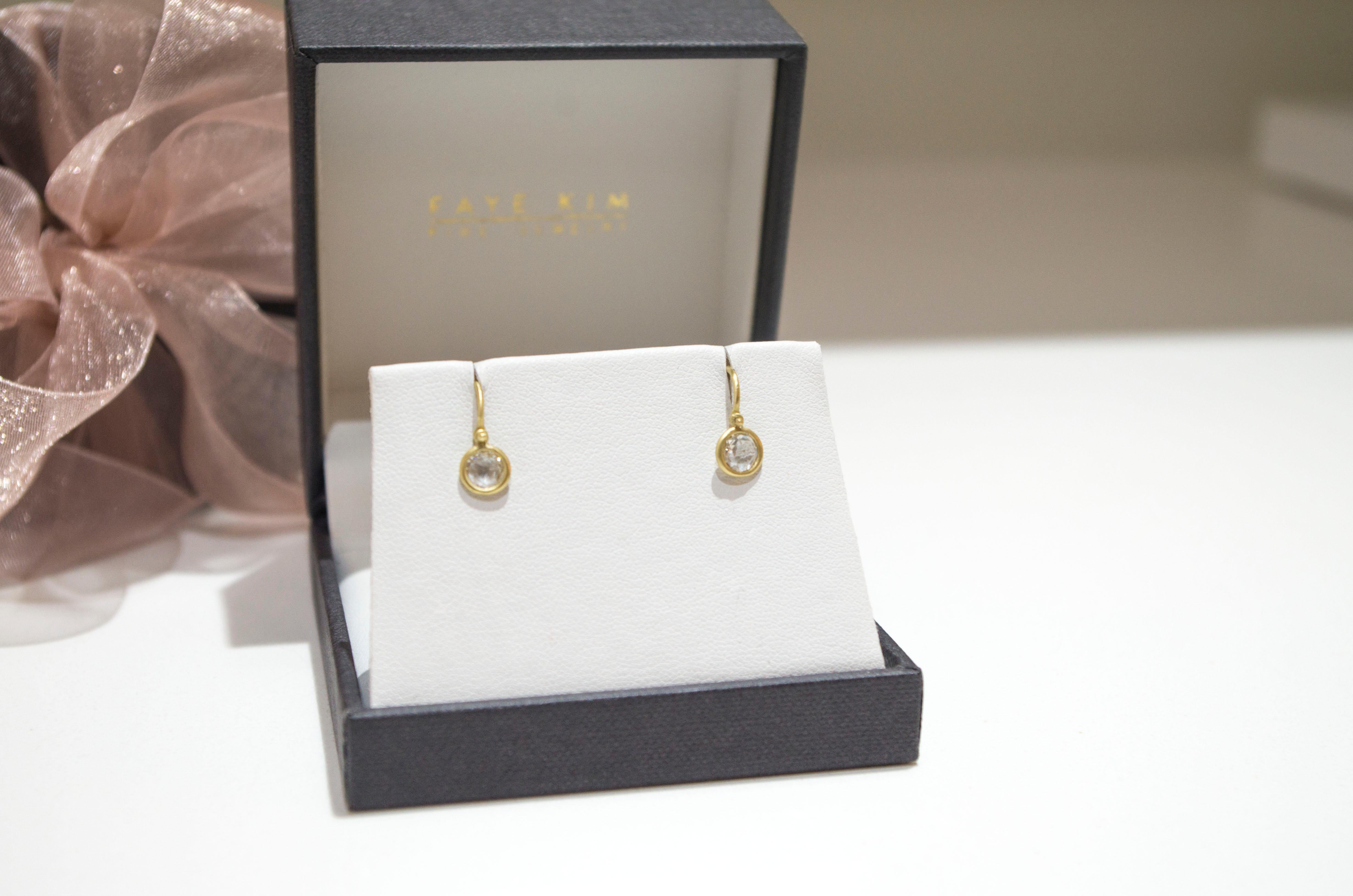 Faye Kim 18 Karat Gold Rose Cut Diamond Drop Earrings In New Condition For Sale In Westport, CT