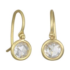 Faye Kim 18 Karat Gold Rose Cut Diamond Drop Earrings