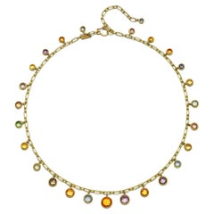 Faye Kim 18 Karat Gold Rose-Cut Multi-Sapphire Fringe Necklace