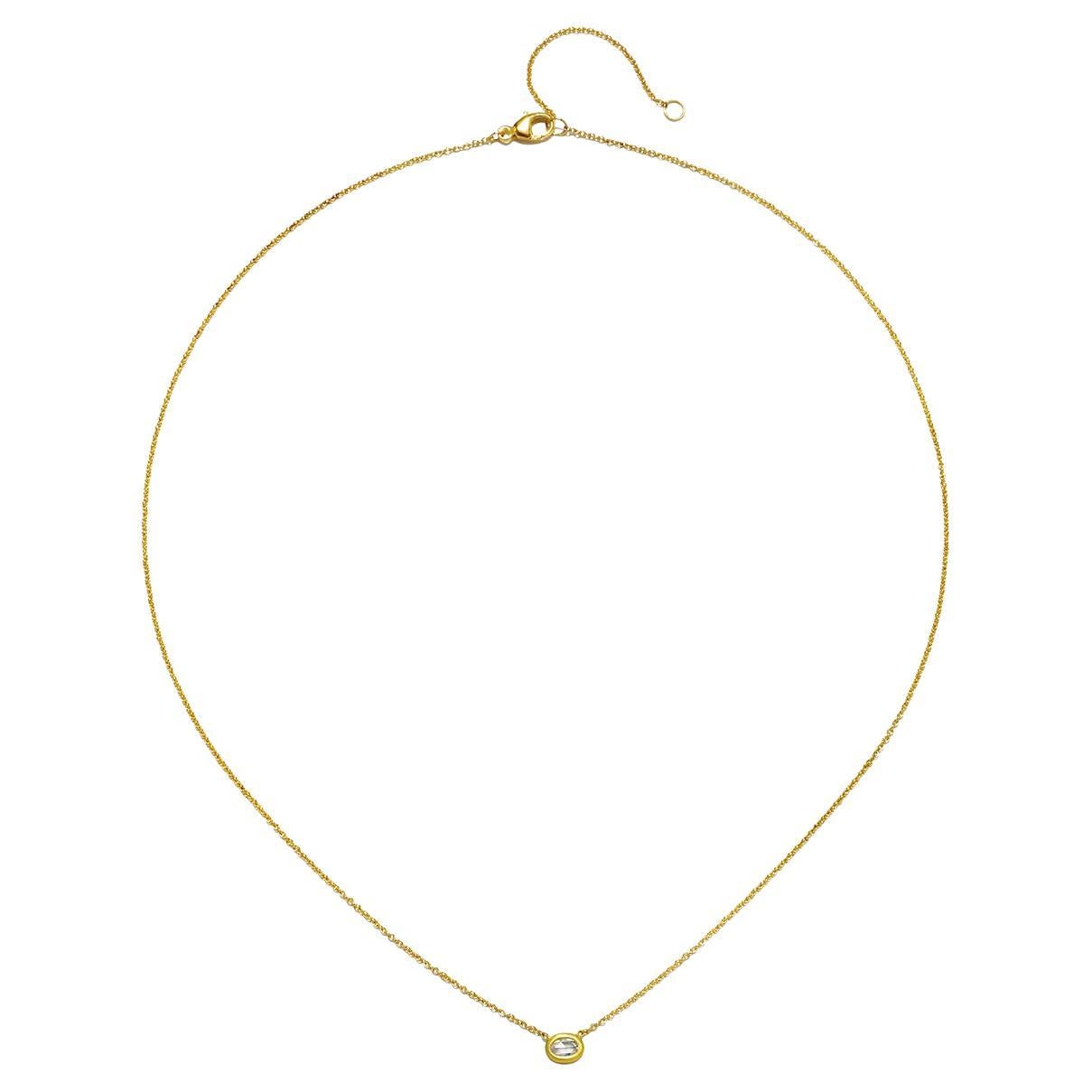 Faye Kim 18 Karat Gold Rose Cut Oval Diamond Necklace