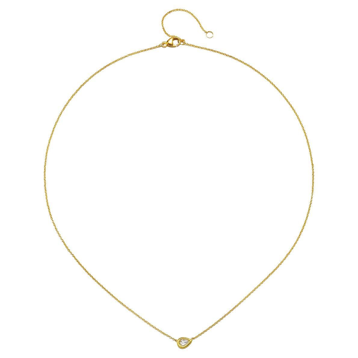 Faye Kim 18 Karat Gold Rose Cut Pear Shaped Diamond Necklace