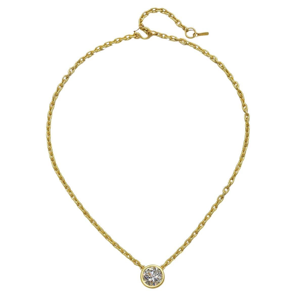 Faye Kim 18 Karat Gold Round Brilliant Cut Diamond Necklace