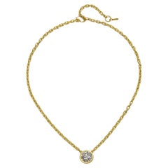 Faye Kim 18 Karat Gold Round Brilliant Cut Diamond Necklace