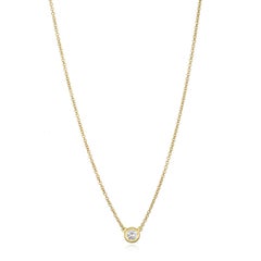 Faye Kim 18 Karat Gold Round Brilliant Cut Diamond Solitaire Necklace -.36 carat