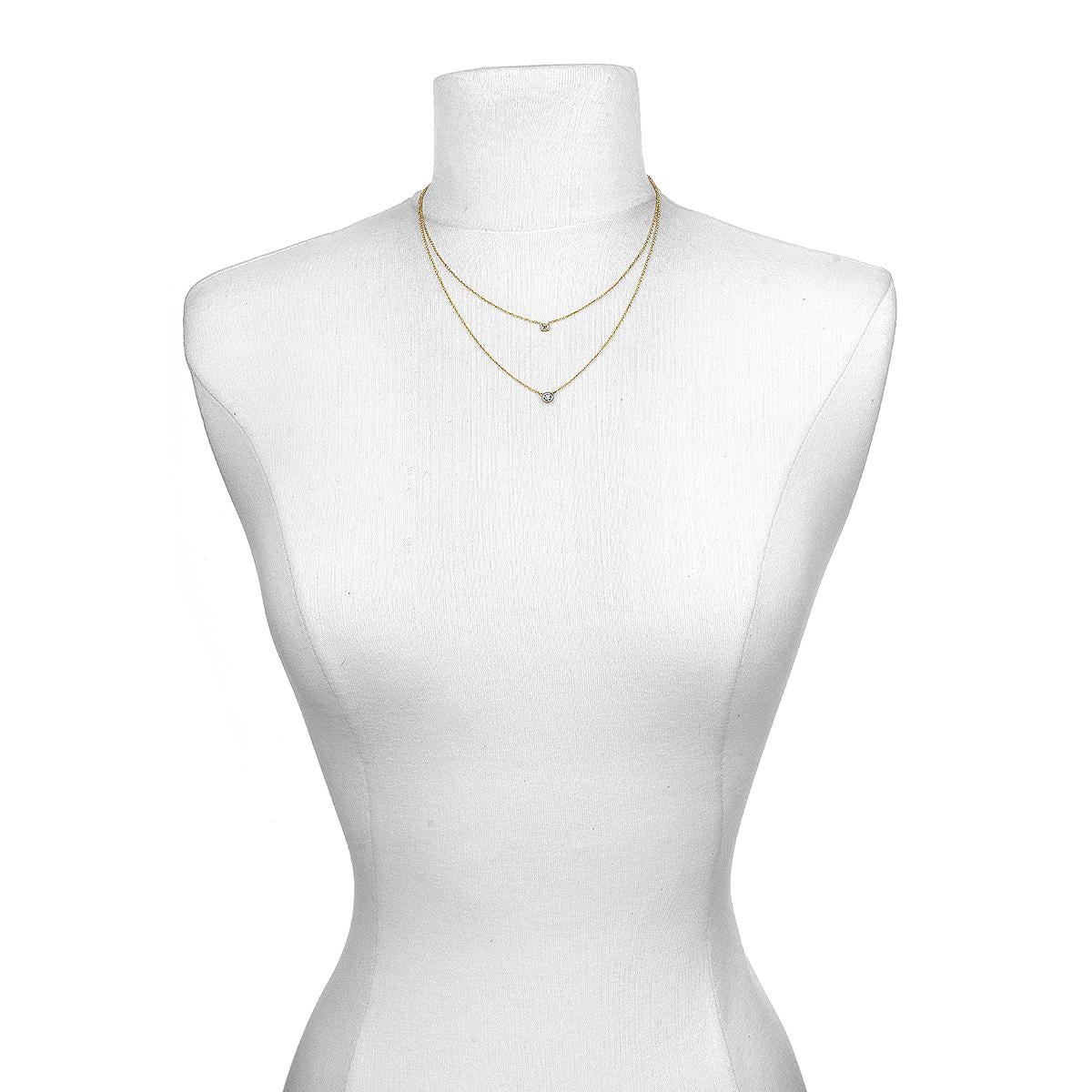 Faye Kim 18 Karat Gold Round Brilliant Cut Diamond Solitaire Necklace -.36 carat In New Condition For Sale In Darien, CT