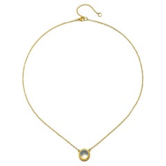 Collar Faye Kim de Oro de 18 Kilates con Piedra de Luna Redonda - 4,18 quilates