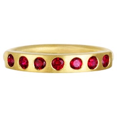 Faye Kim 18 Karat Gold Ruby Burnished Bar Ring, .51 tcw, Size 7.25