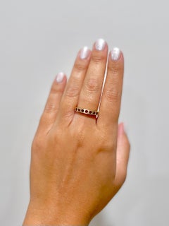 Faye Kim 18 Karat Gold Ruby Burnished Bar Ring, 0.51 tcw