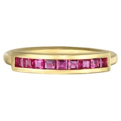 Faye Kim 18 Karat Gold Natural Ruby Channel Set Bar Ring