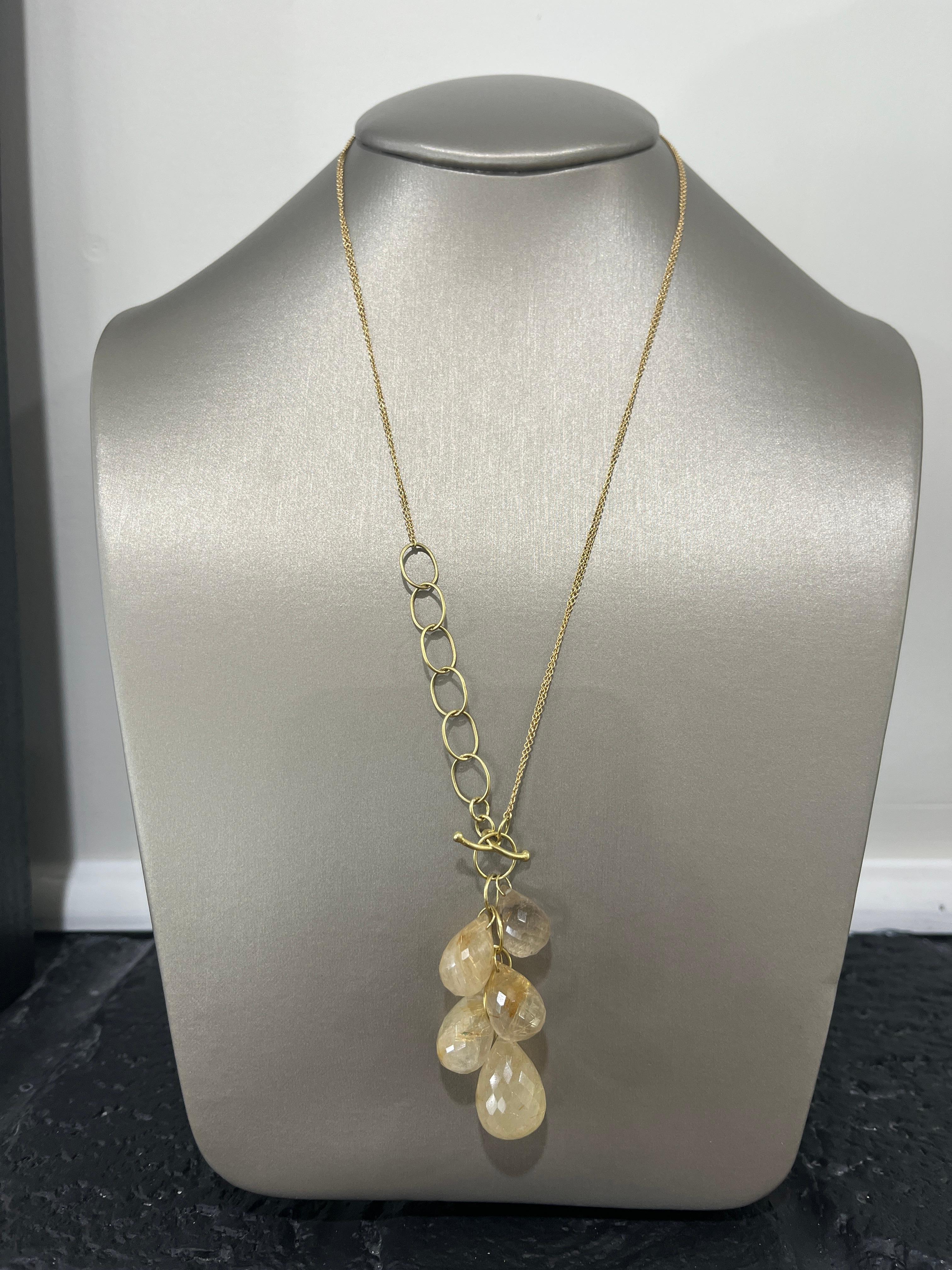 Contemporary Faye Kim 18 Karat Gold Rutilated Quartz Link Necklace