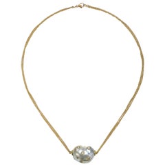 Collier Faye Kim en or 18 carats avec perles des mers du Sud et diamants