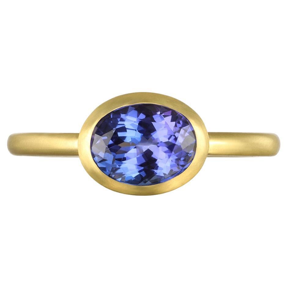 Faye Kim 18 Karat Gold Tanzanite Oval Bezel Ring