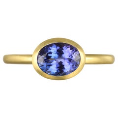 Faye Kim 18 Karat Gold Tanzanite Oval Bezel Ring