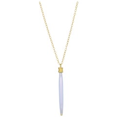 Faye Kim 18 Karat Gold Tapered Chalcedony Pendant Necklace