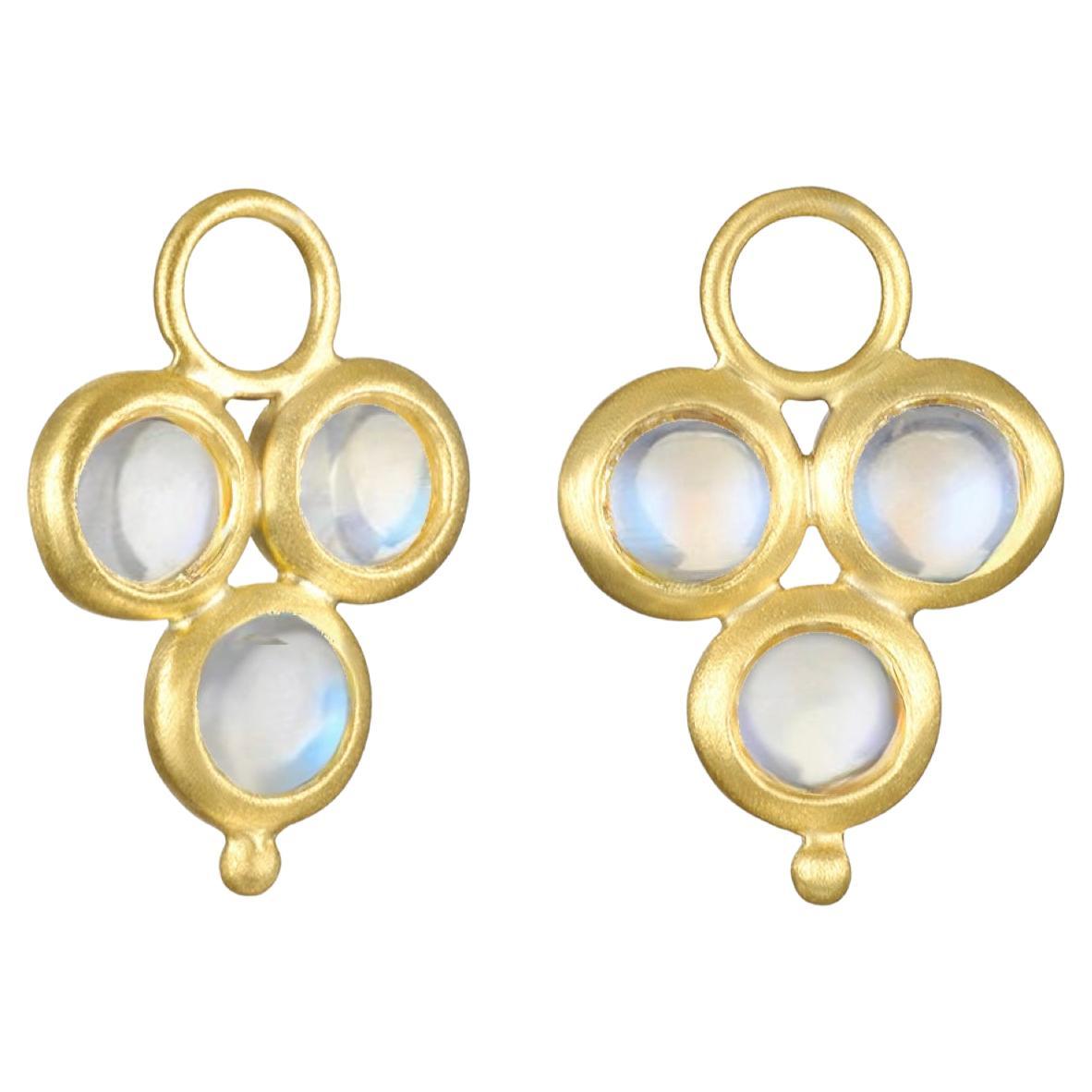 Faye Kim 18 Karat Gold Triple Blue Moonstone Drops