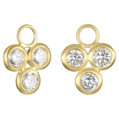 Faye Kim – 18-Karat-Gold-Ohrringe mit drei Diamanten für Creolen, 1,60 tcw