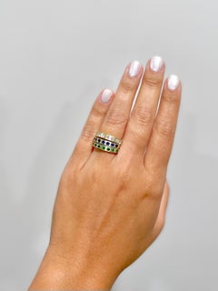 Faye Kim 18 Karat Gold Tsavorite Burnished Bar Ring