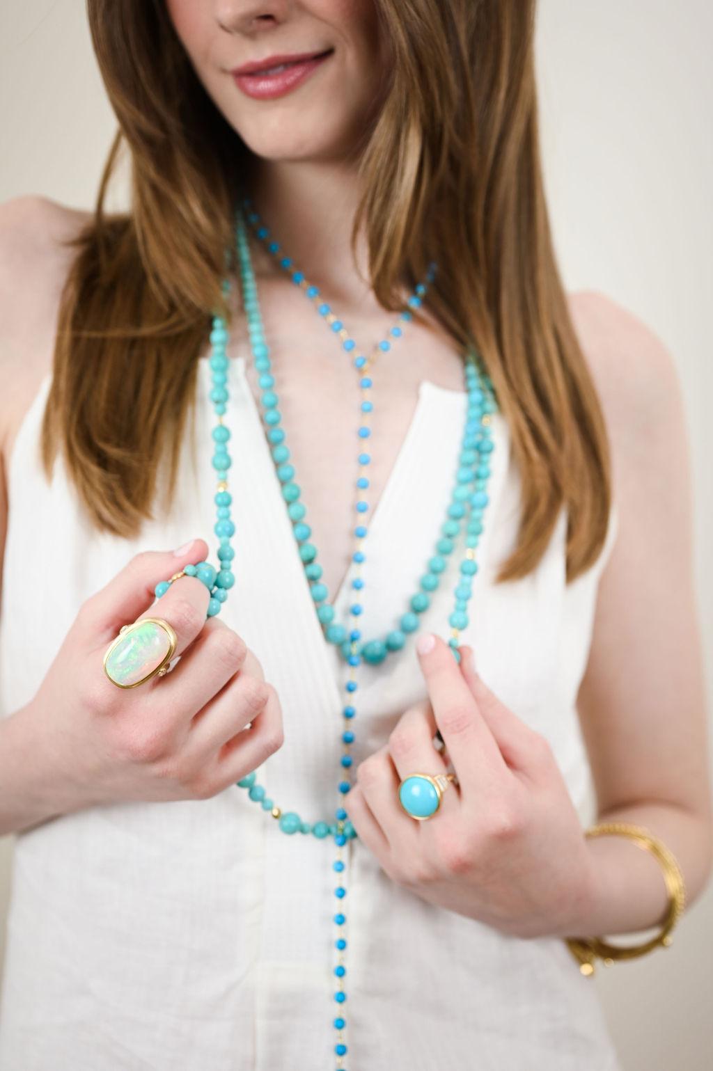 Faye Kim 18 Karat Gold Turquoise Bead 39.5