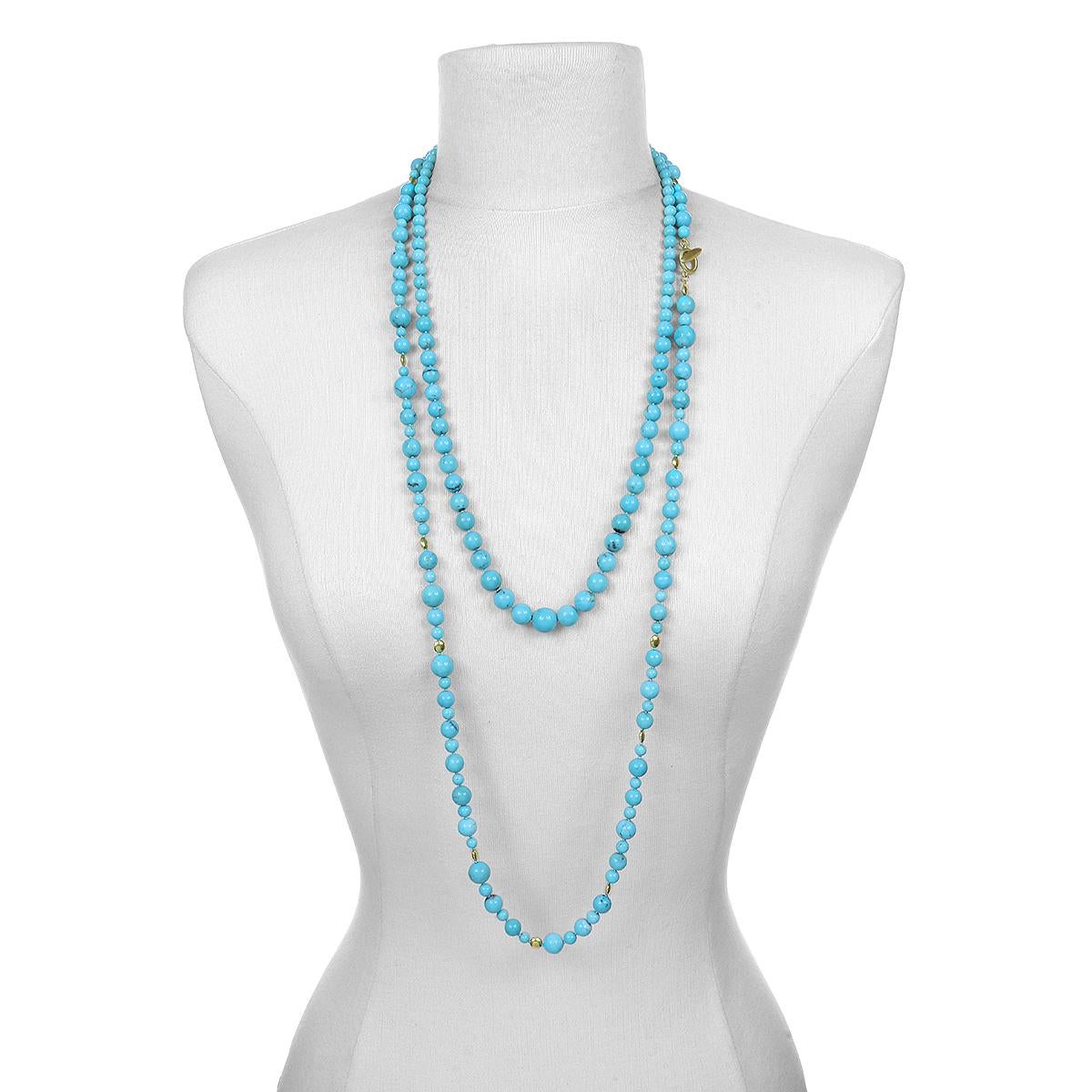 Faye Kim 18 Karat Gold Turquoise Bead 39.5