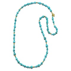 Faye Kim 18 Karat Gold Turquoise Bead 39.5" Necklace