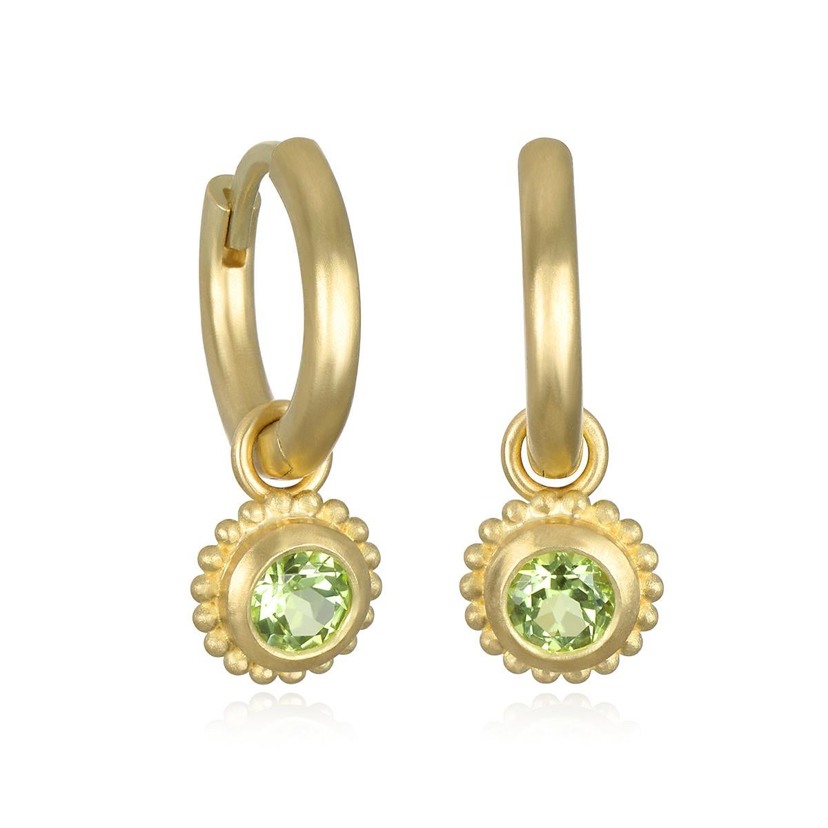 Contemporary Faye Kim 18 Karat Gold Turquoise Granulation Drops For Sale